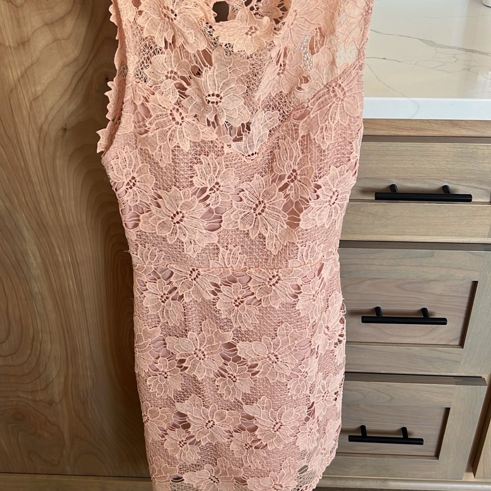 Gianni Bini Floral Lace Mini Dress in Peach